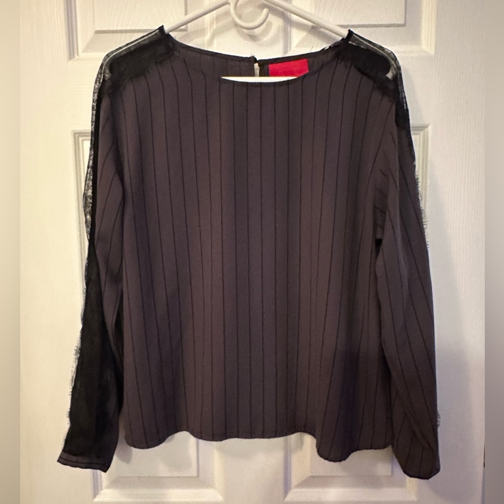 Jennifer Lopez Womens blouse Long Sleeve black and‎ gray size L
